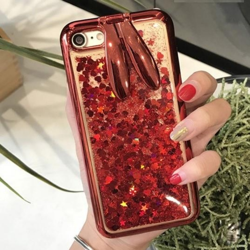 iPhone Red Bunny Glitter Case - Picture 3 of 5